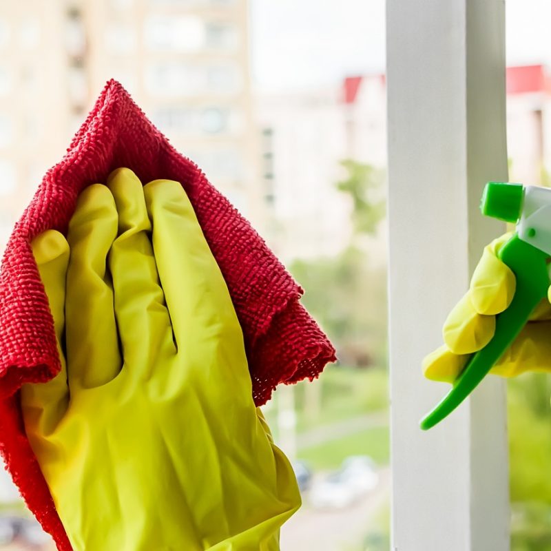 Washing windows. Home cleaning concept.